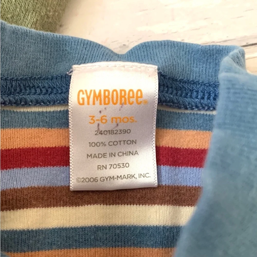 Gymboree 3-6m Baby Boy Henley Onesies Long Sleeve Bodysuits Blue Green 3m 6m
